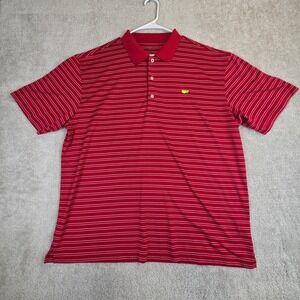 Masters Tech Polo Shirt Mens XXL Red White Striped Short Sleeve Performance
